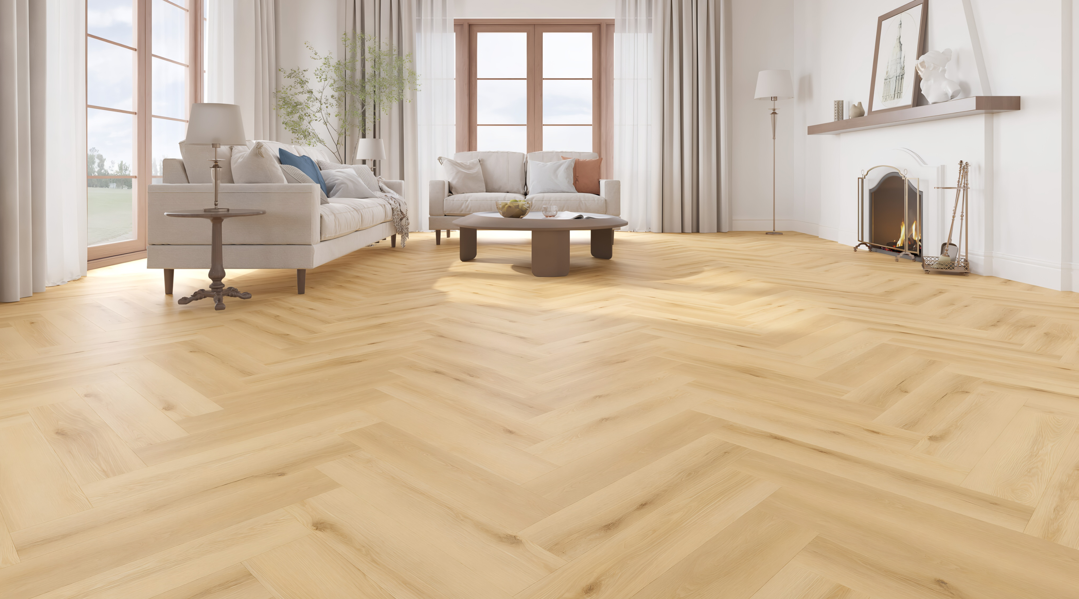 12mm Herringbone Osso Oak AC5