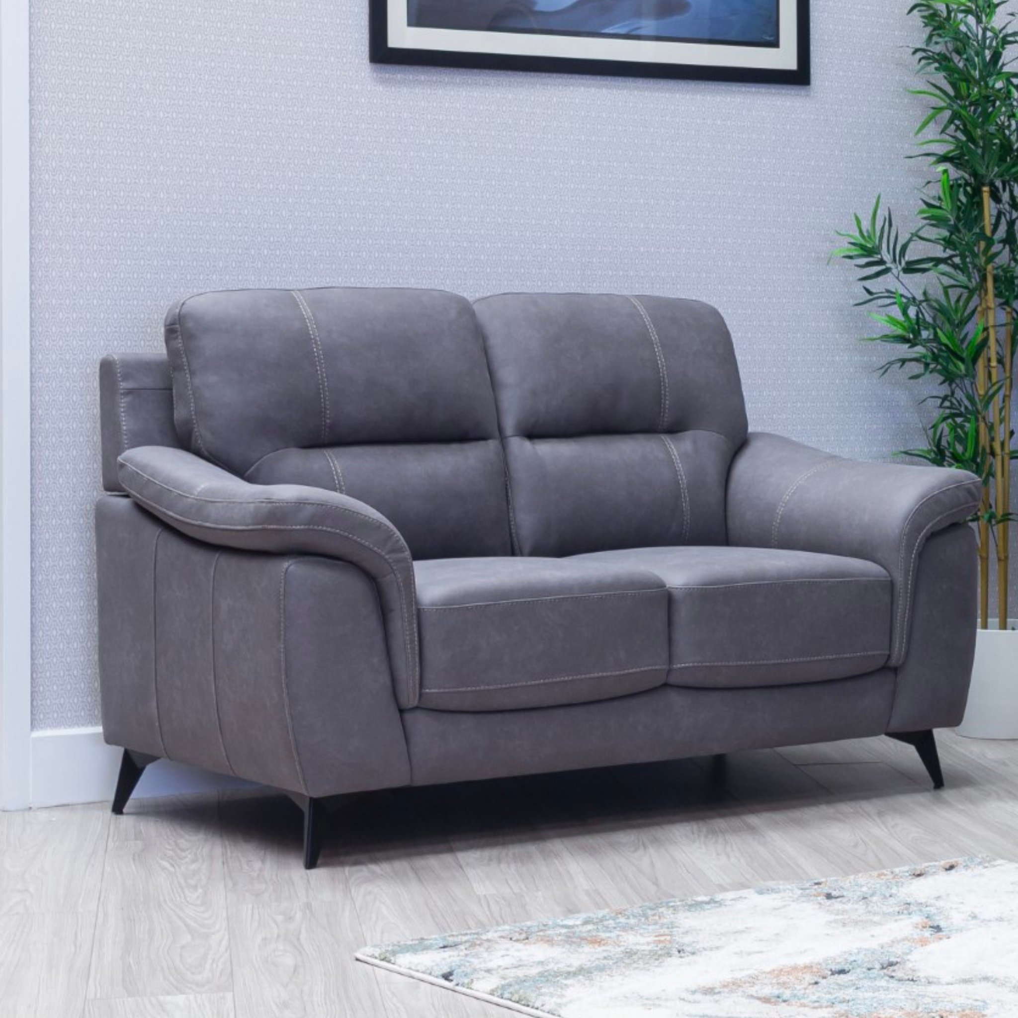Sofa Beds Seater Sofa Des Kelly Armchairs Grey Wool Effect Fabric  Upholstery Seater Sofa Retro Style Black Metal Legs Fit And Furnish