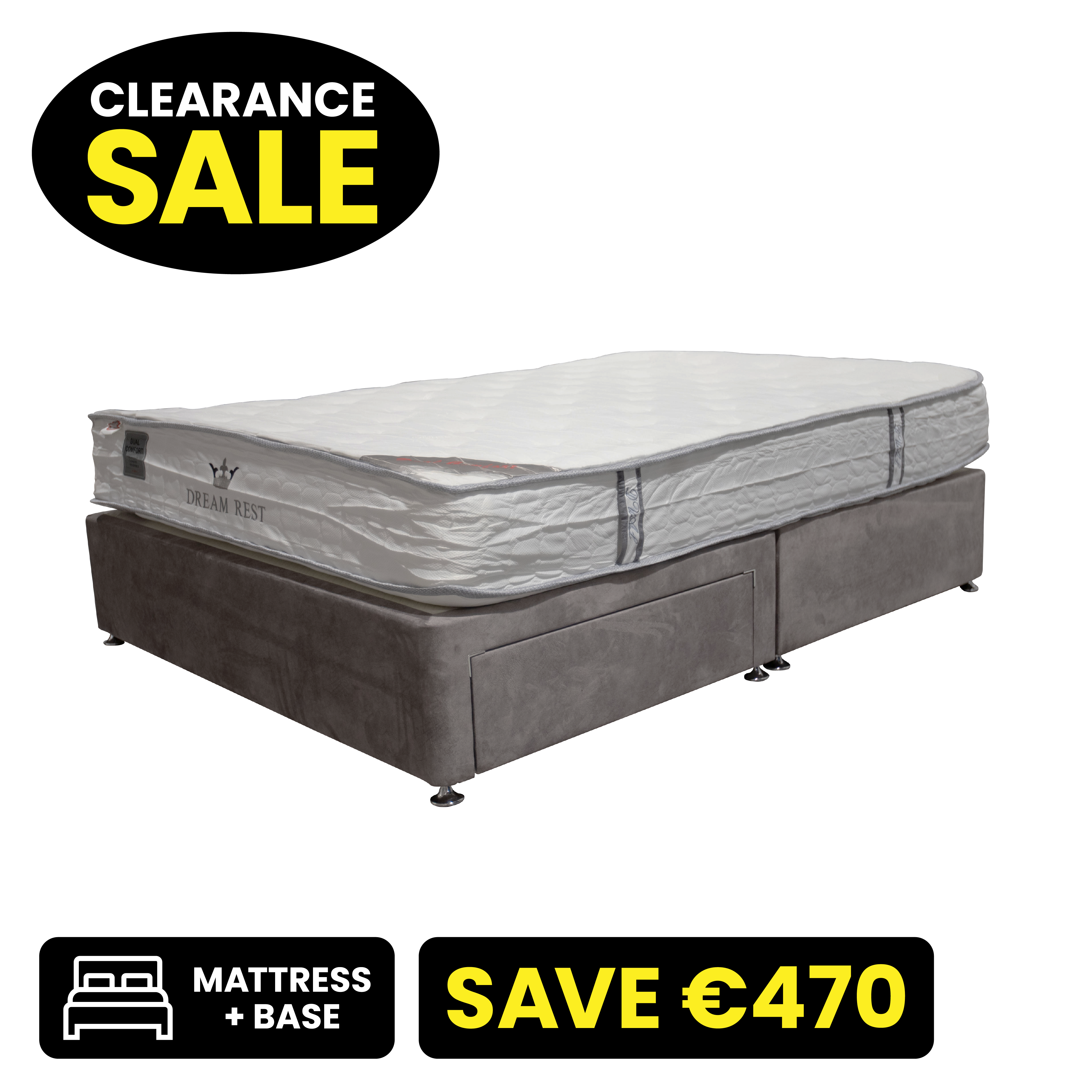 Edge 5ft King Size Sprung Edge 2 Drawer Base Set