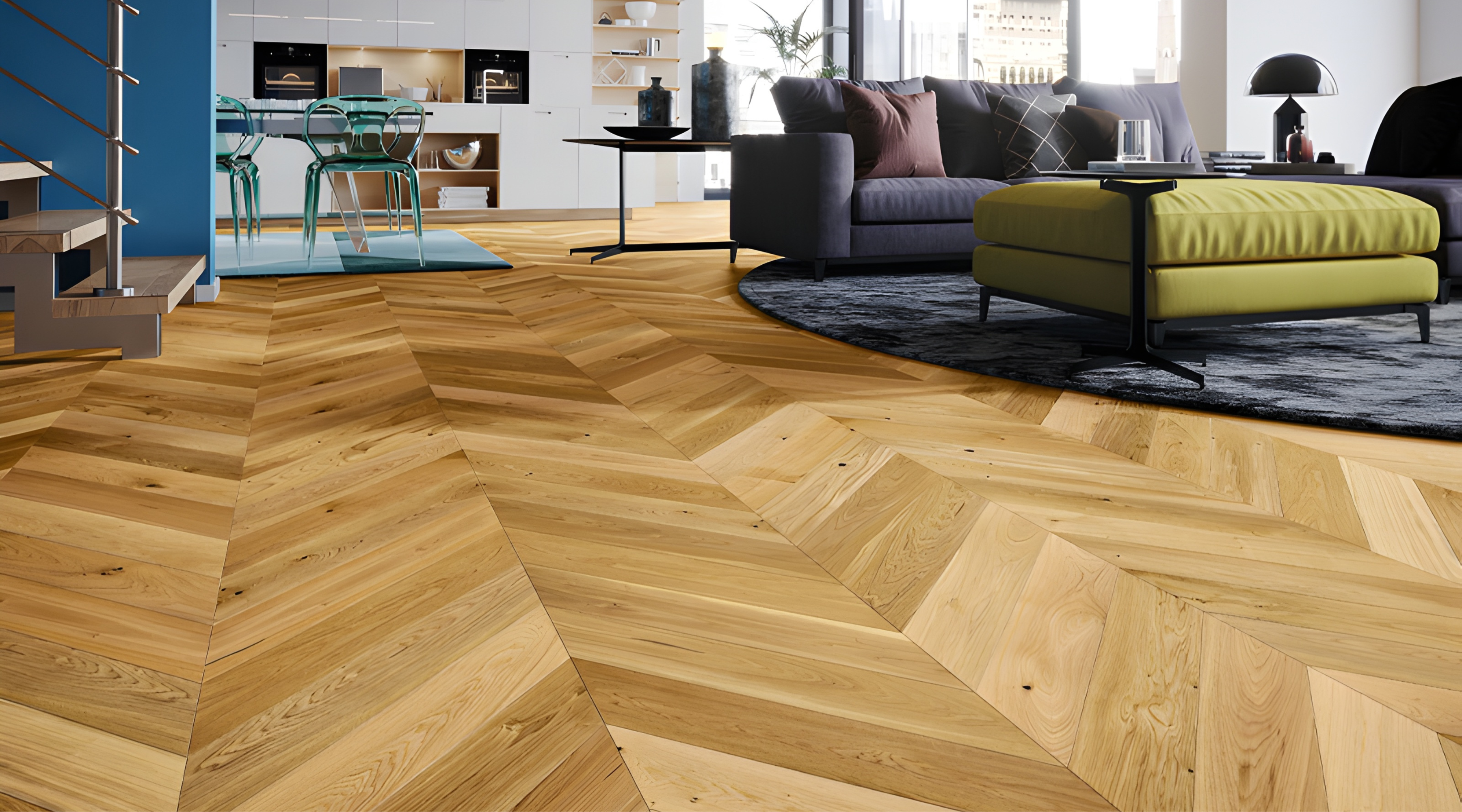 Barista Oak Caramel / Crema Chevron Brushed Matt Lacquered Engineered Flooring gallery image