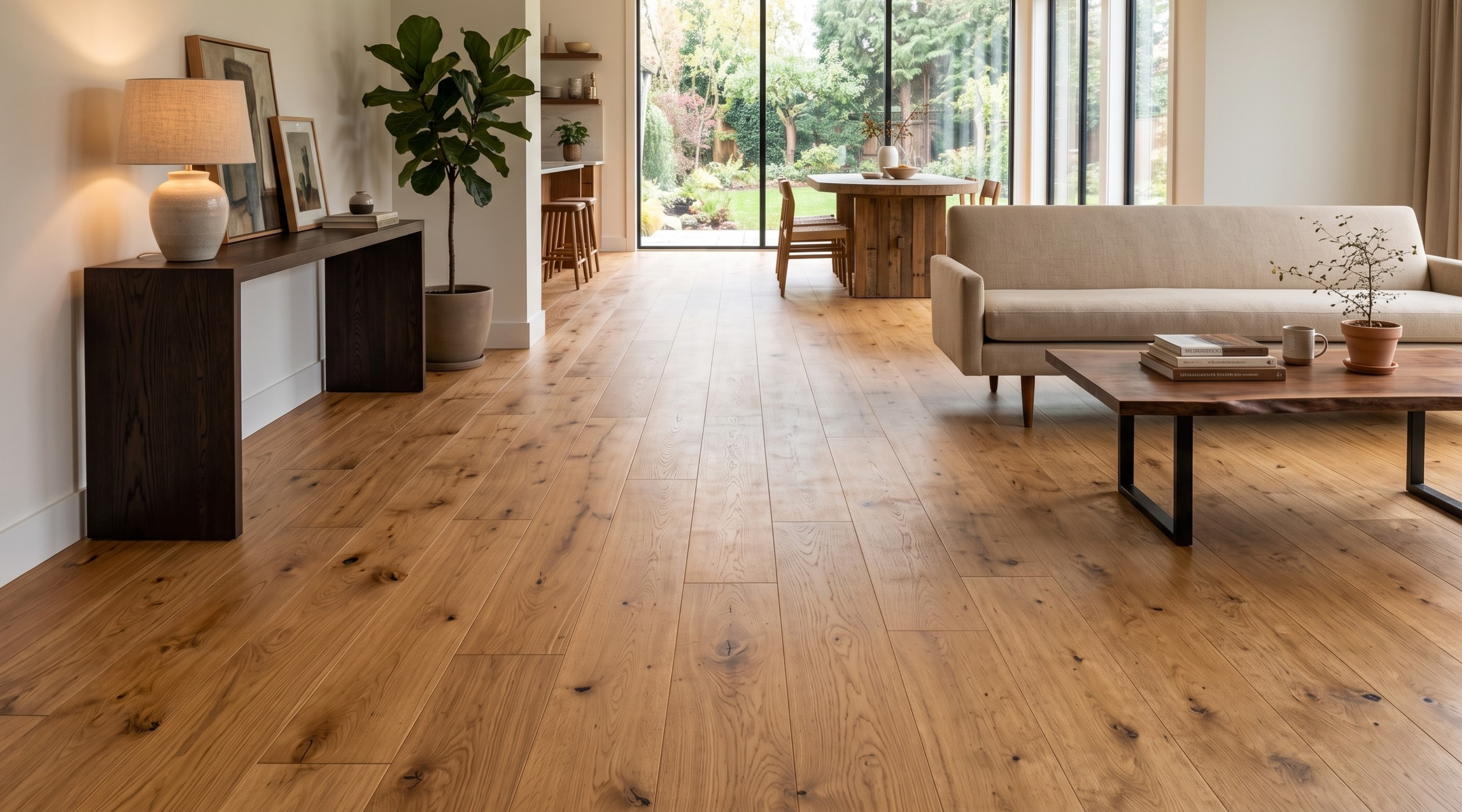 Brushed and Lacquered Oak Engineered Flooring 14mm gallery image