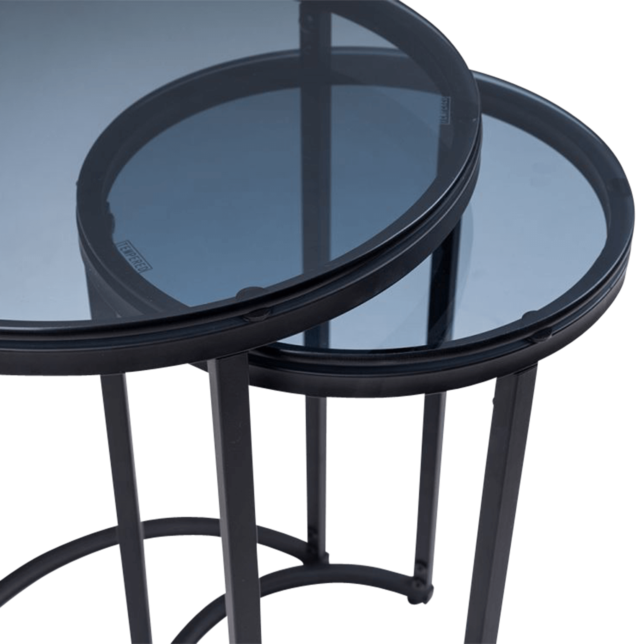 Perth Round Nesting Side Tables Smoked Gl