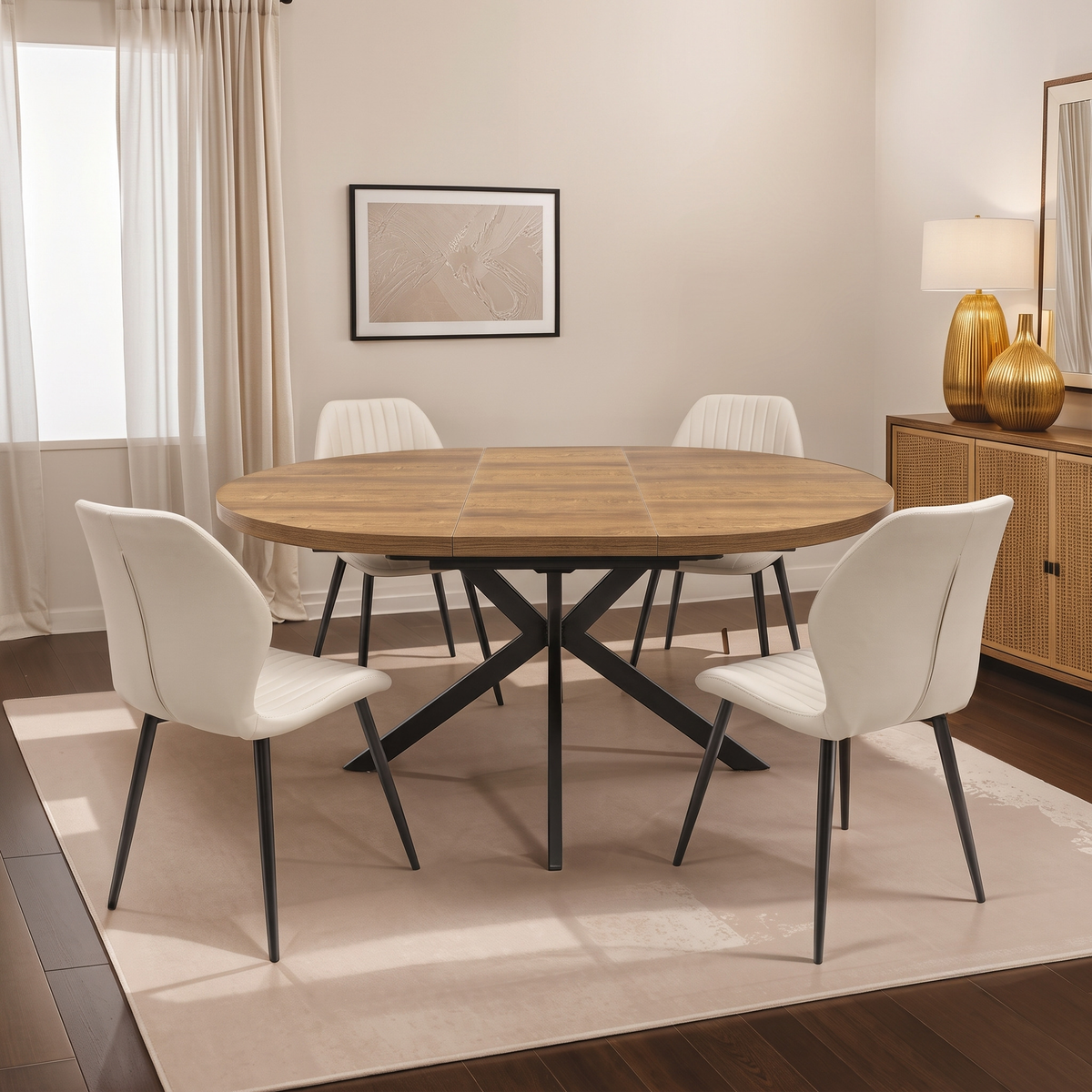 Cayman 1.2m Round Extending Dining Table