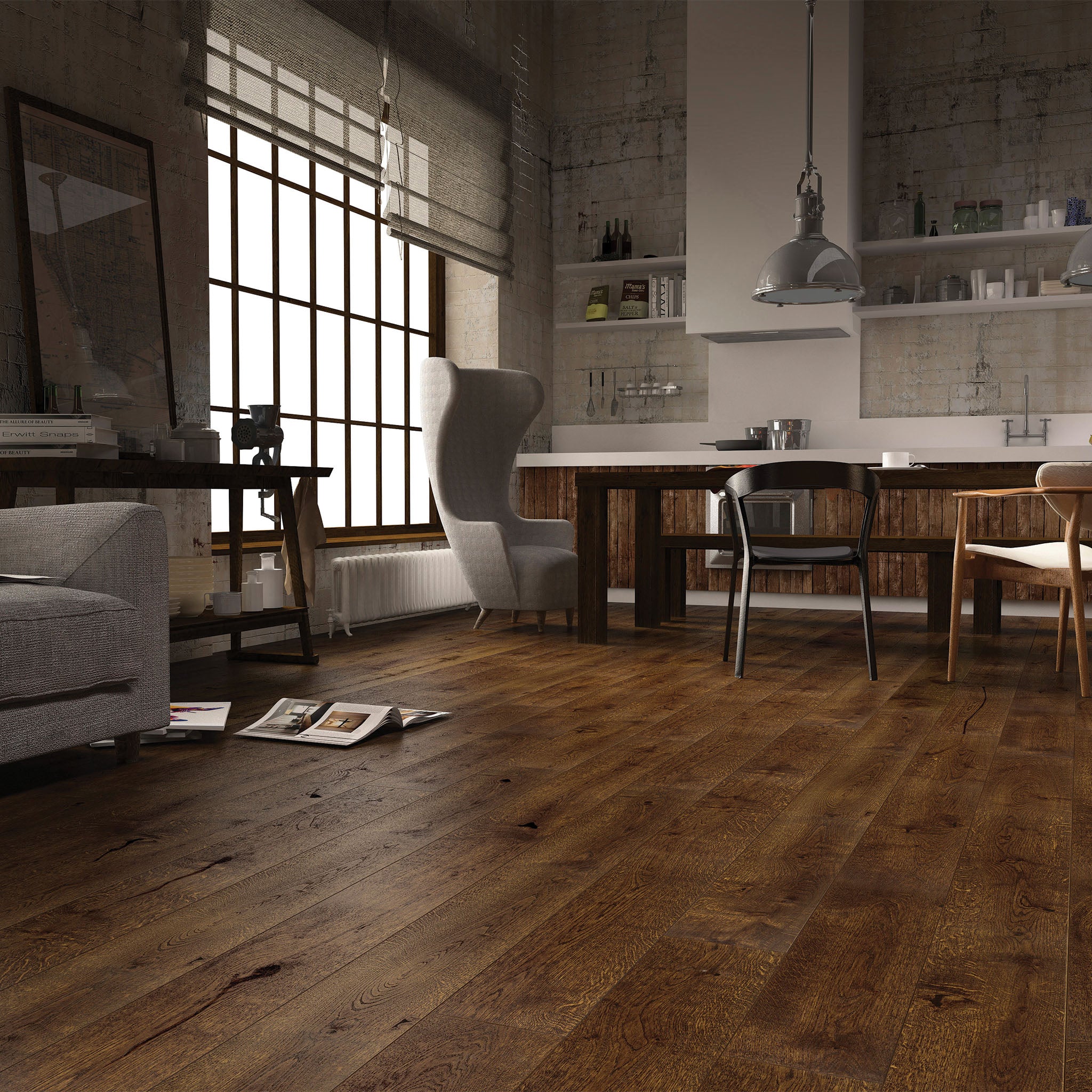 Barista Oak Ristretto Brushed Matt Lacquered Engineered Flooring gallery image