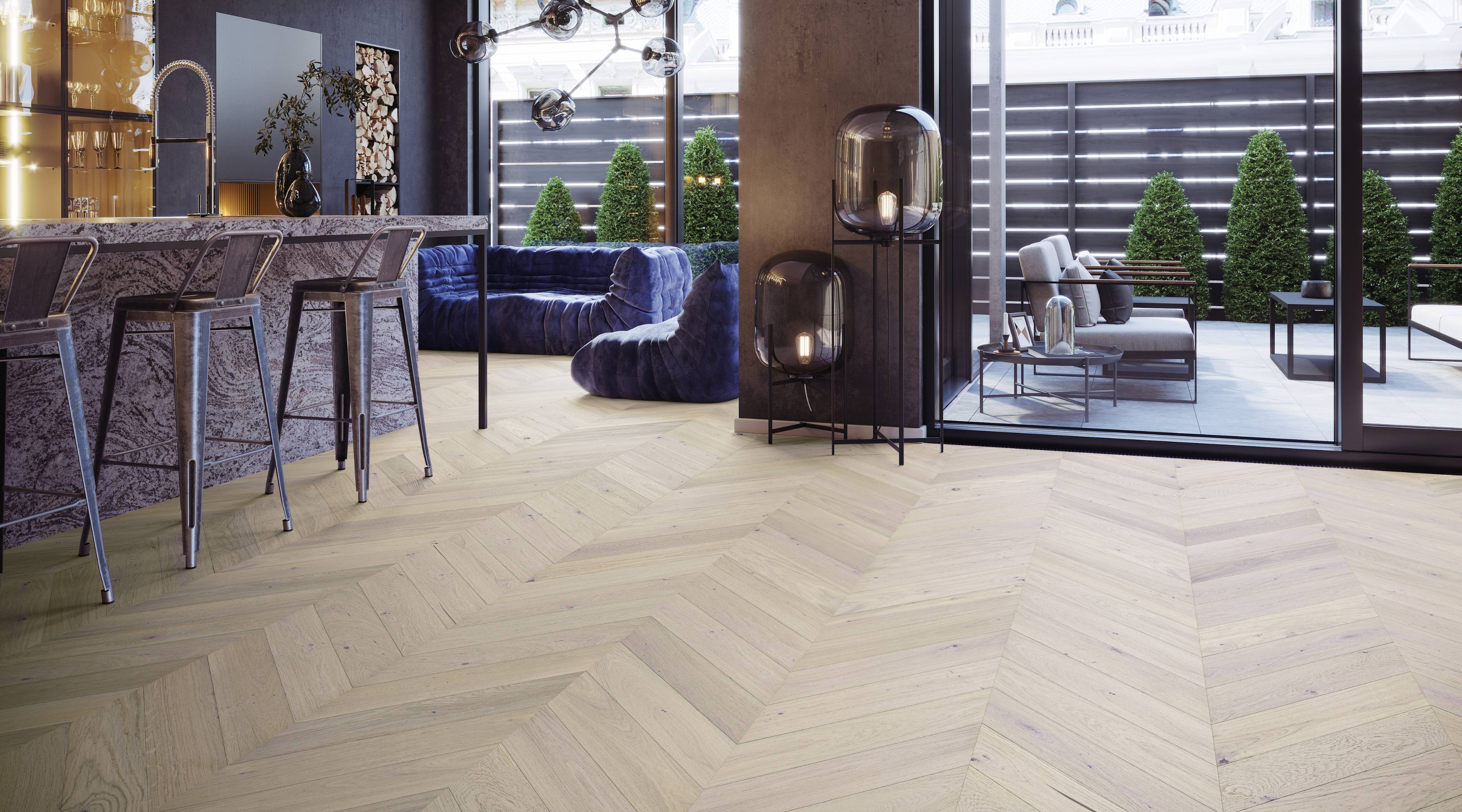 Barista Oak Trivor/Mocha Chevron Brushed Matt Lacquered Engineered Flooring