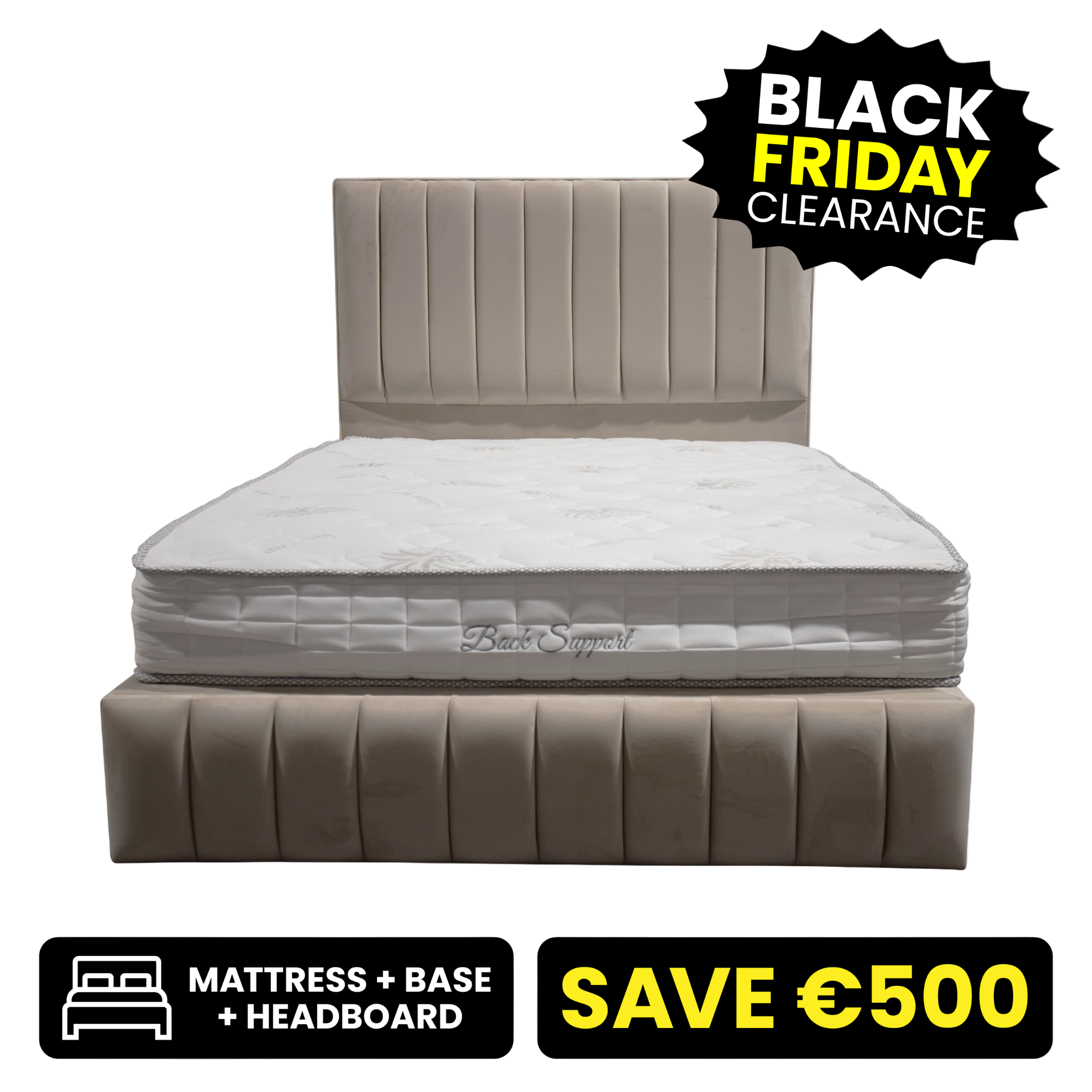 Ecru 5ft King Size 4 Drawer Bed Set