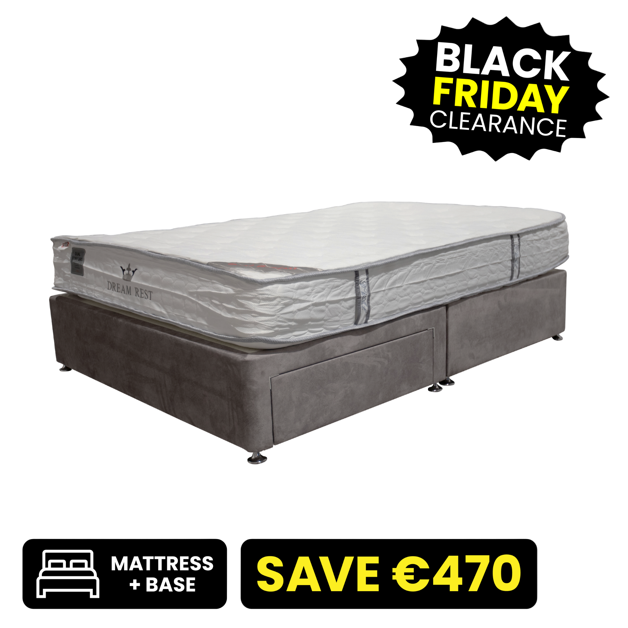 Edge 5ft King Size Sprung Edge 2 Drawer Base Set