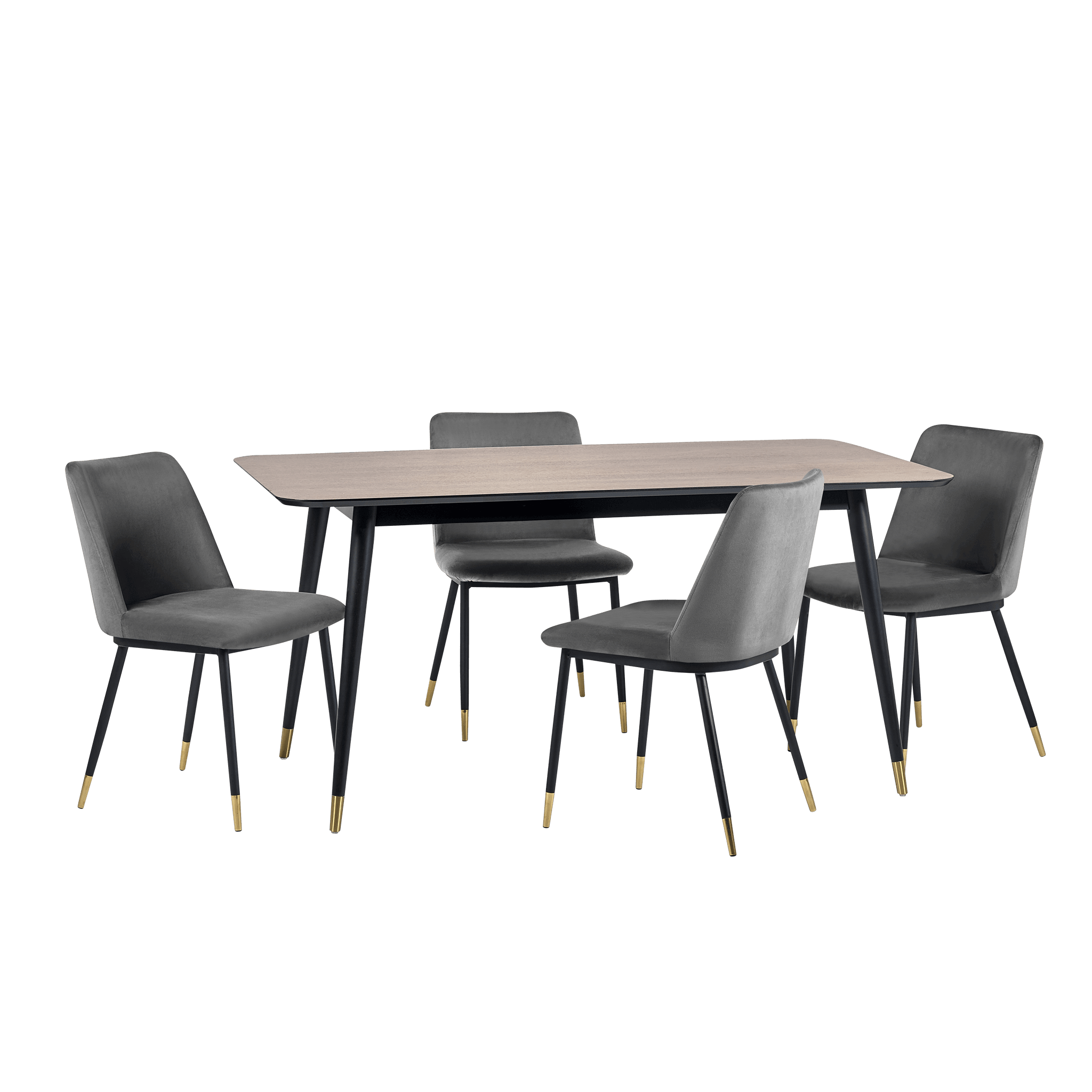 Nashville Rectangular Dining Table - Walnut & Black