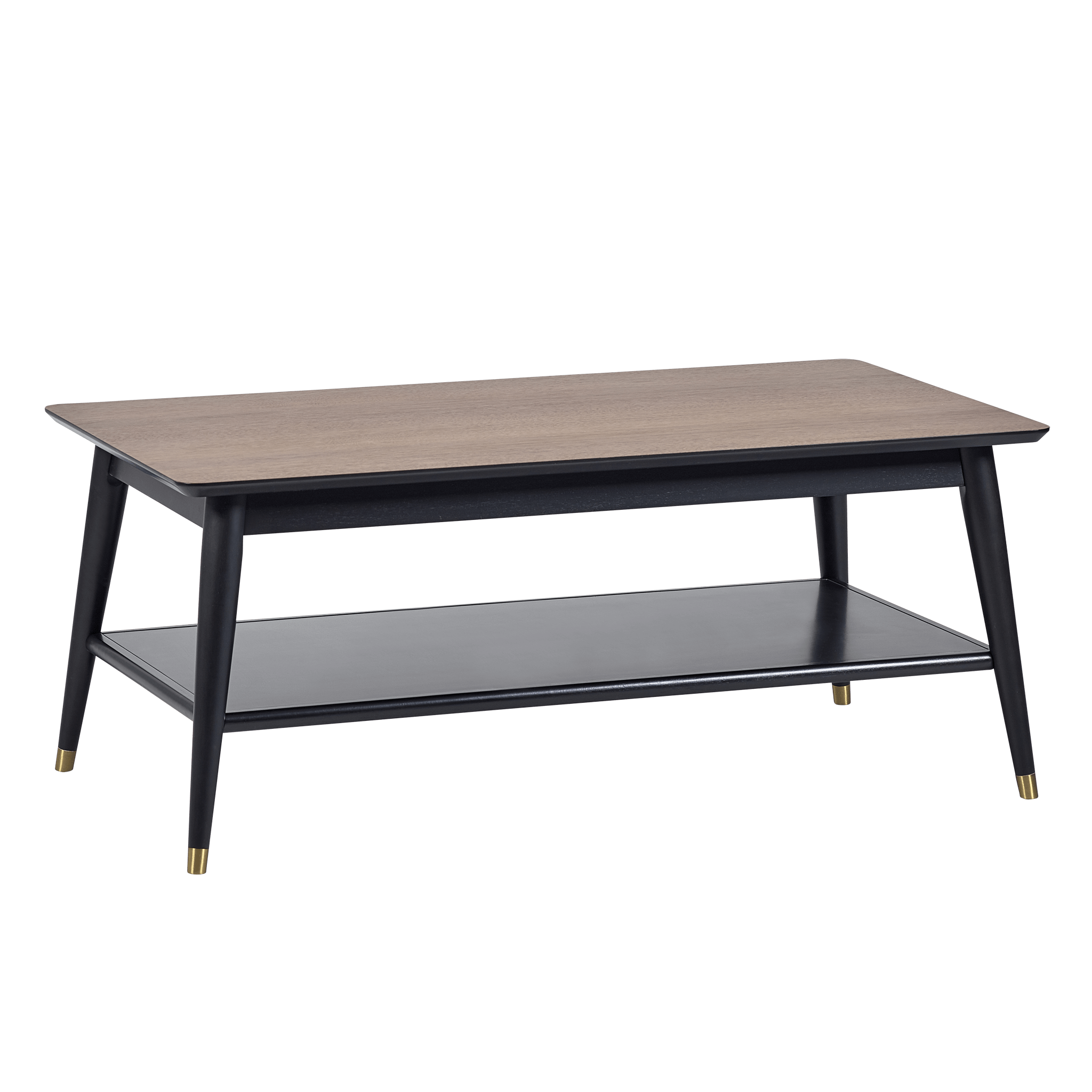 Nashville Coffee Table With Shelf - Walnut & Black