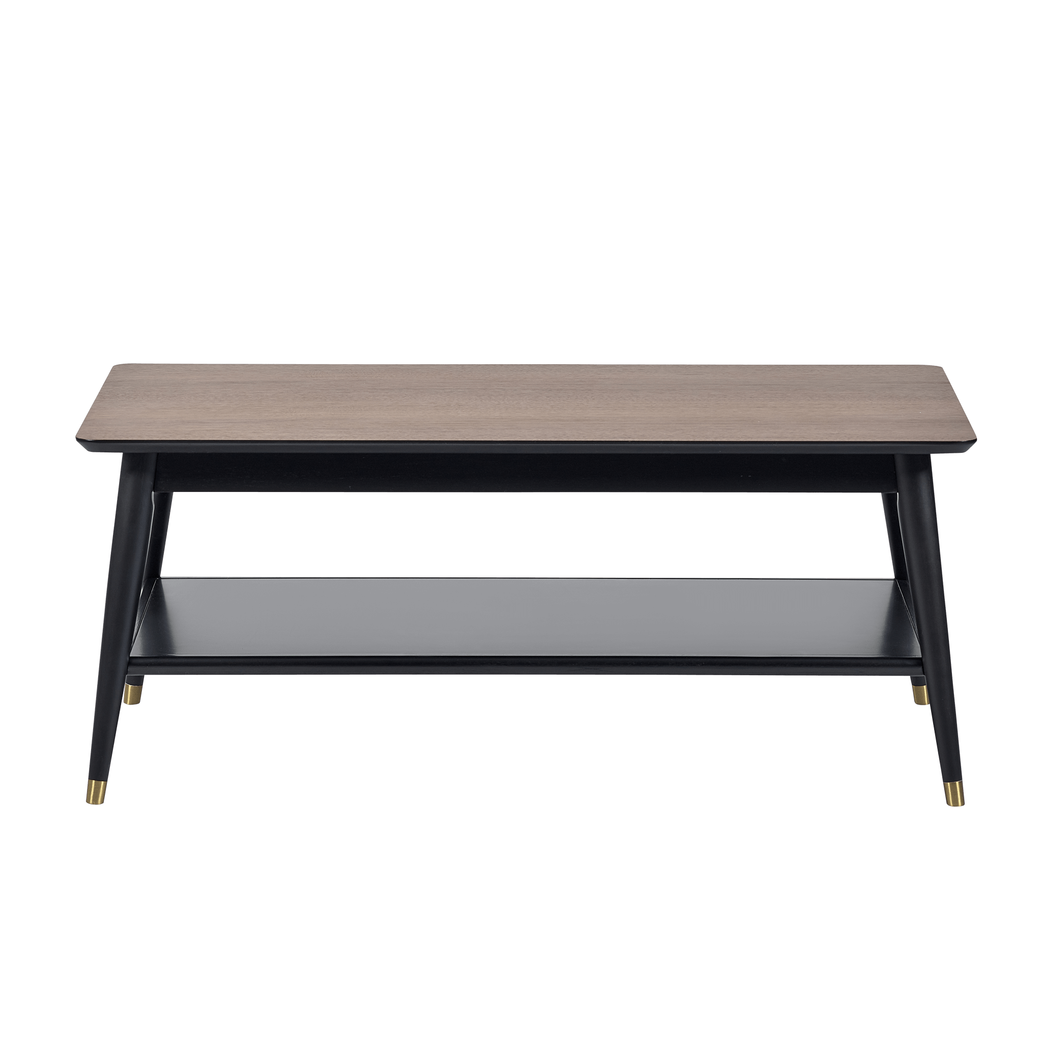 Nashville Coffee Table With Shelf - Walnut & Black