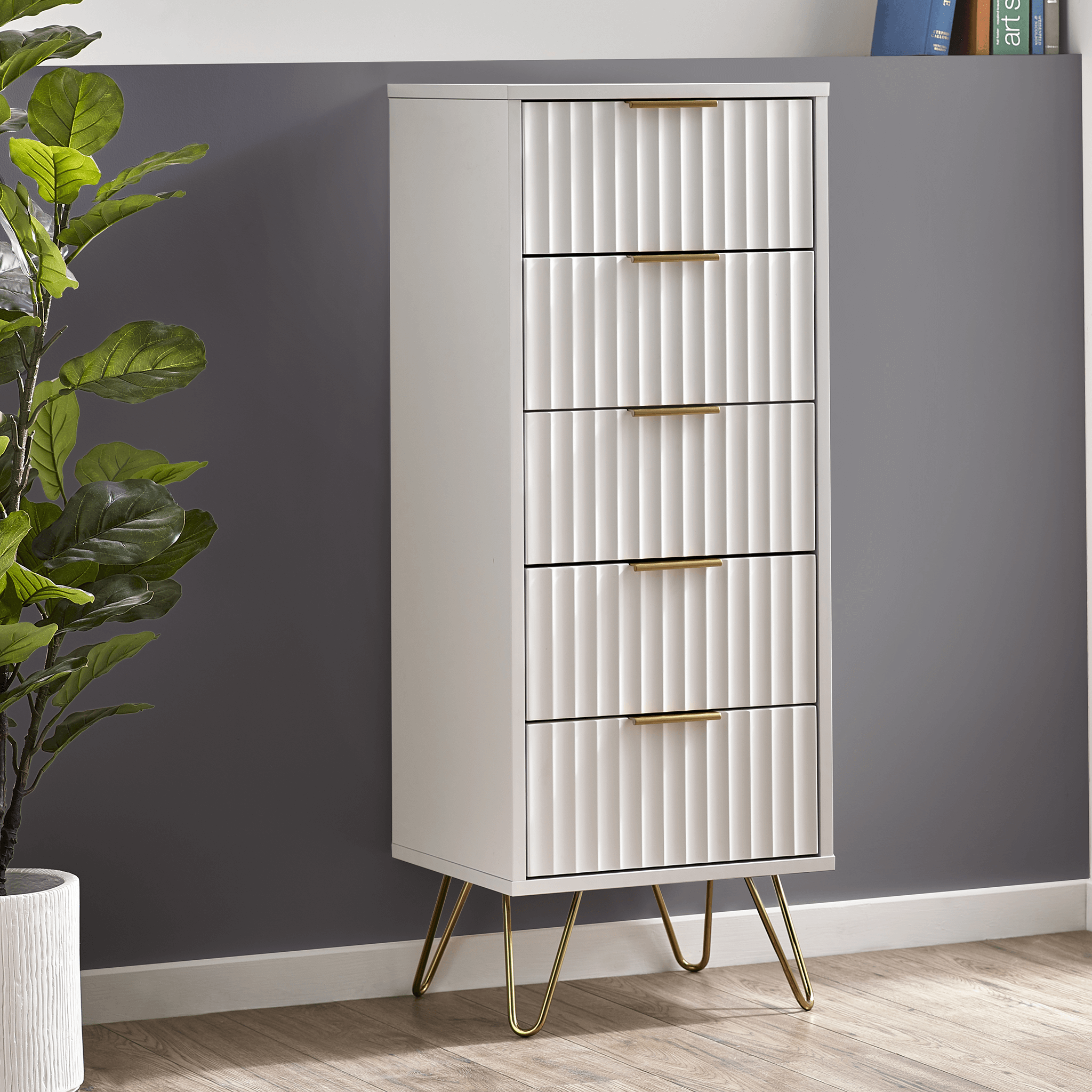 Levi 5 Drawer Tallboy - Matt White