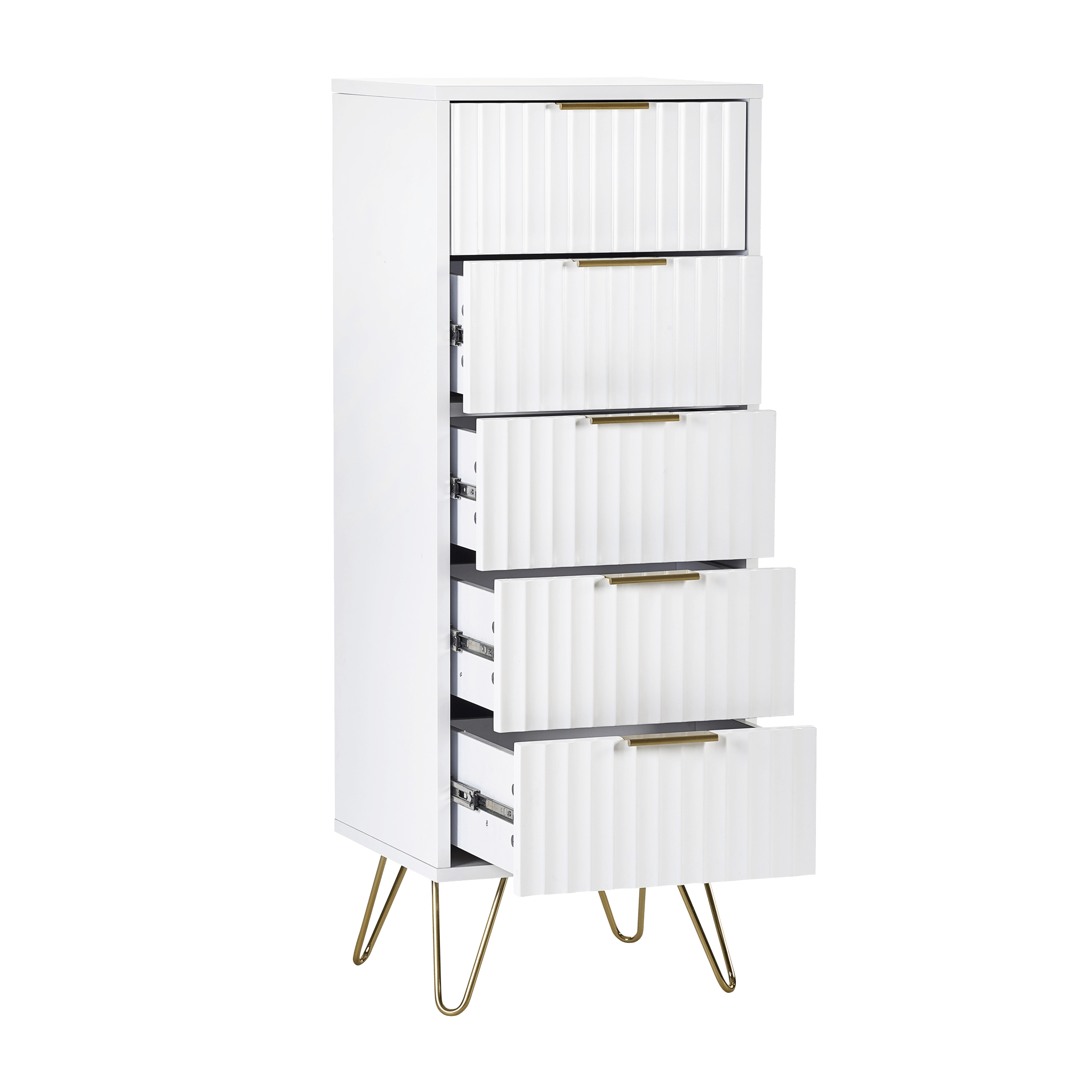 Levi 5 Drawer Tallboy - Matt White