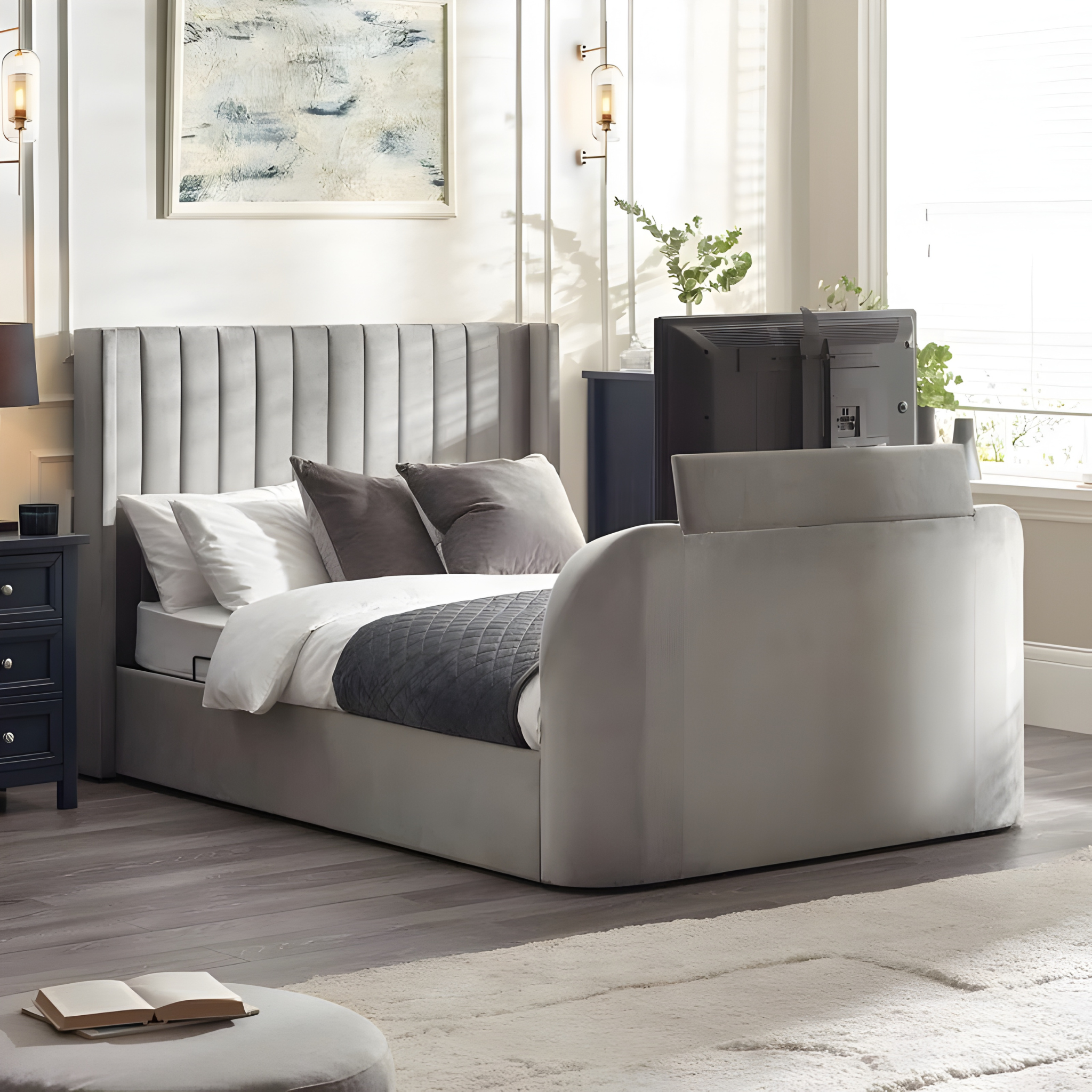 Clara Side Lift-Up Ottoman Storage Tv Bedframe