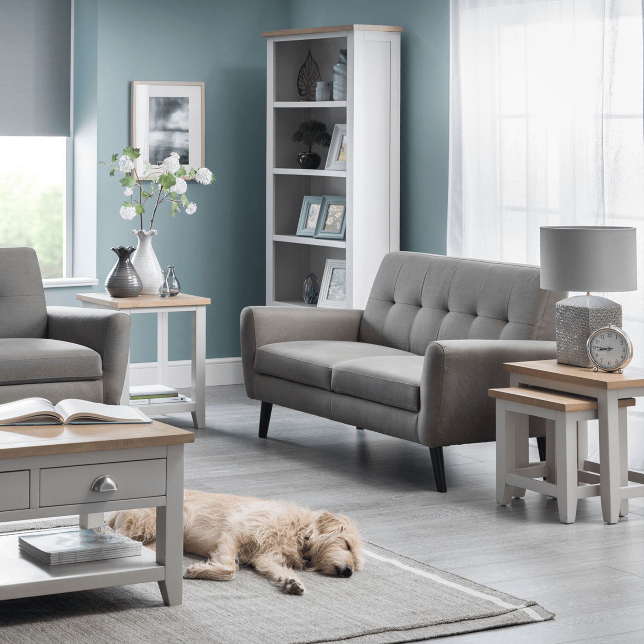 Trinity Tall Bookcase  - Elephant Grey/Pale Oak