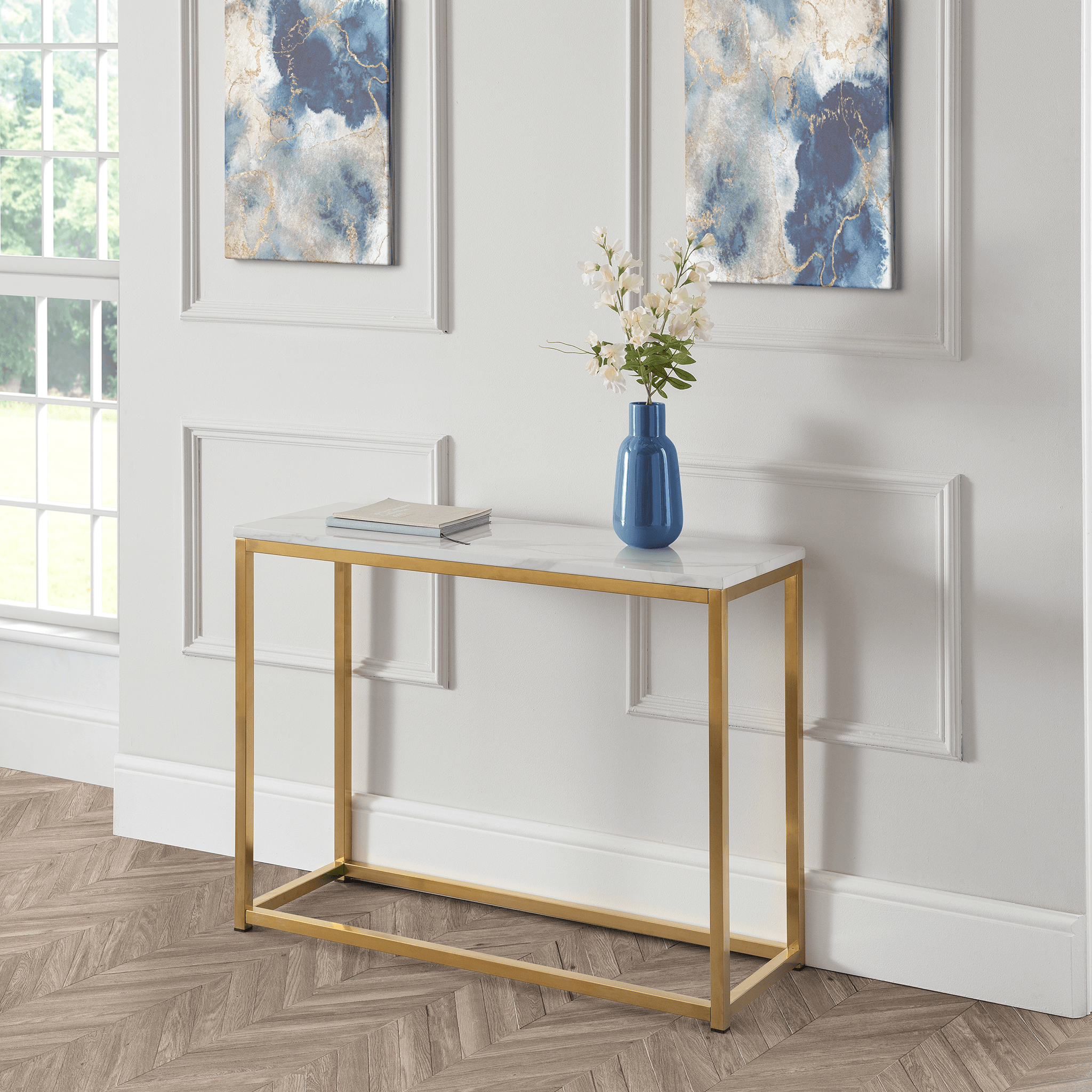 Matteo White Marble Console Table