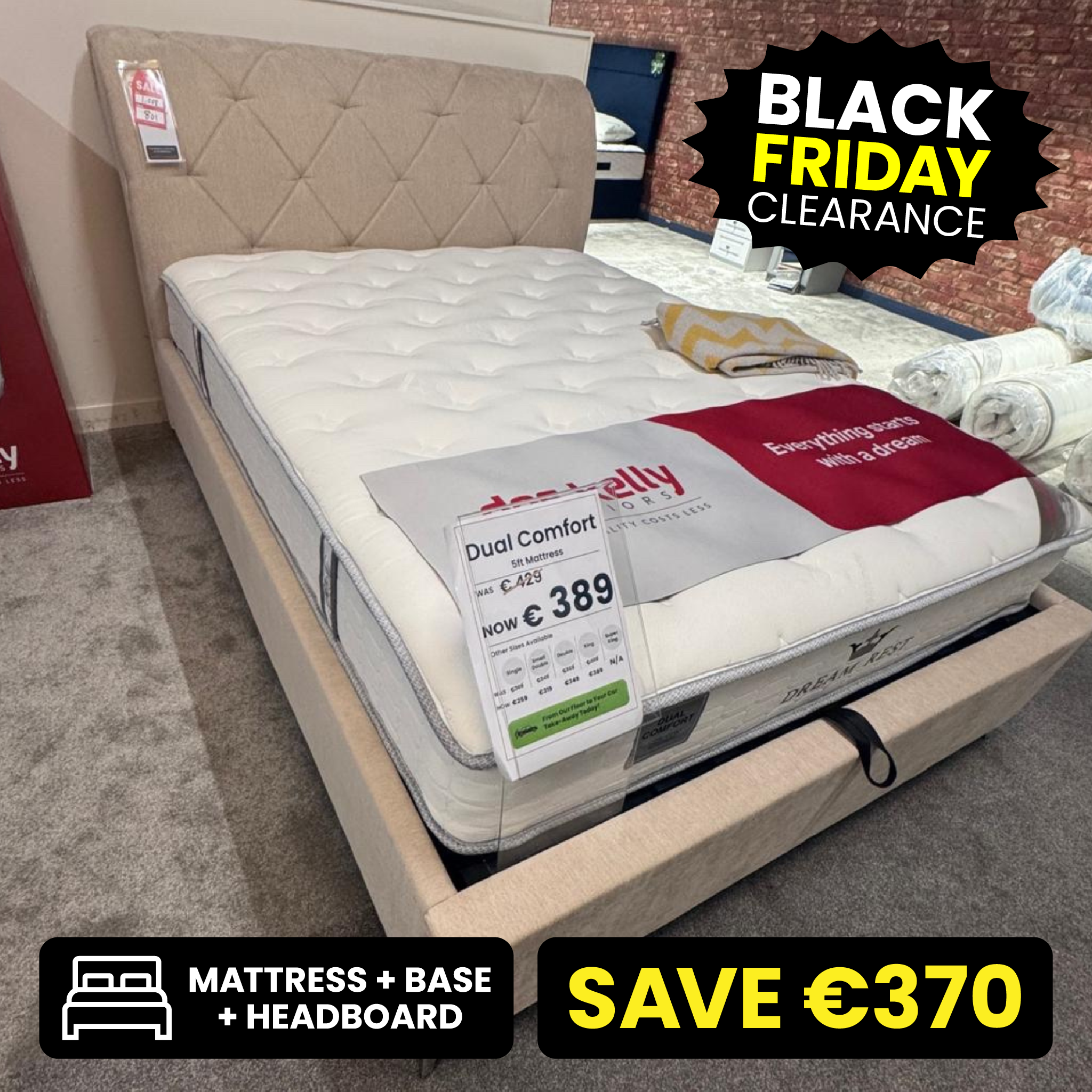 Dual Comfort 5ft King Size Ottoman Storage Bed Set