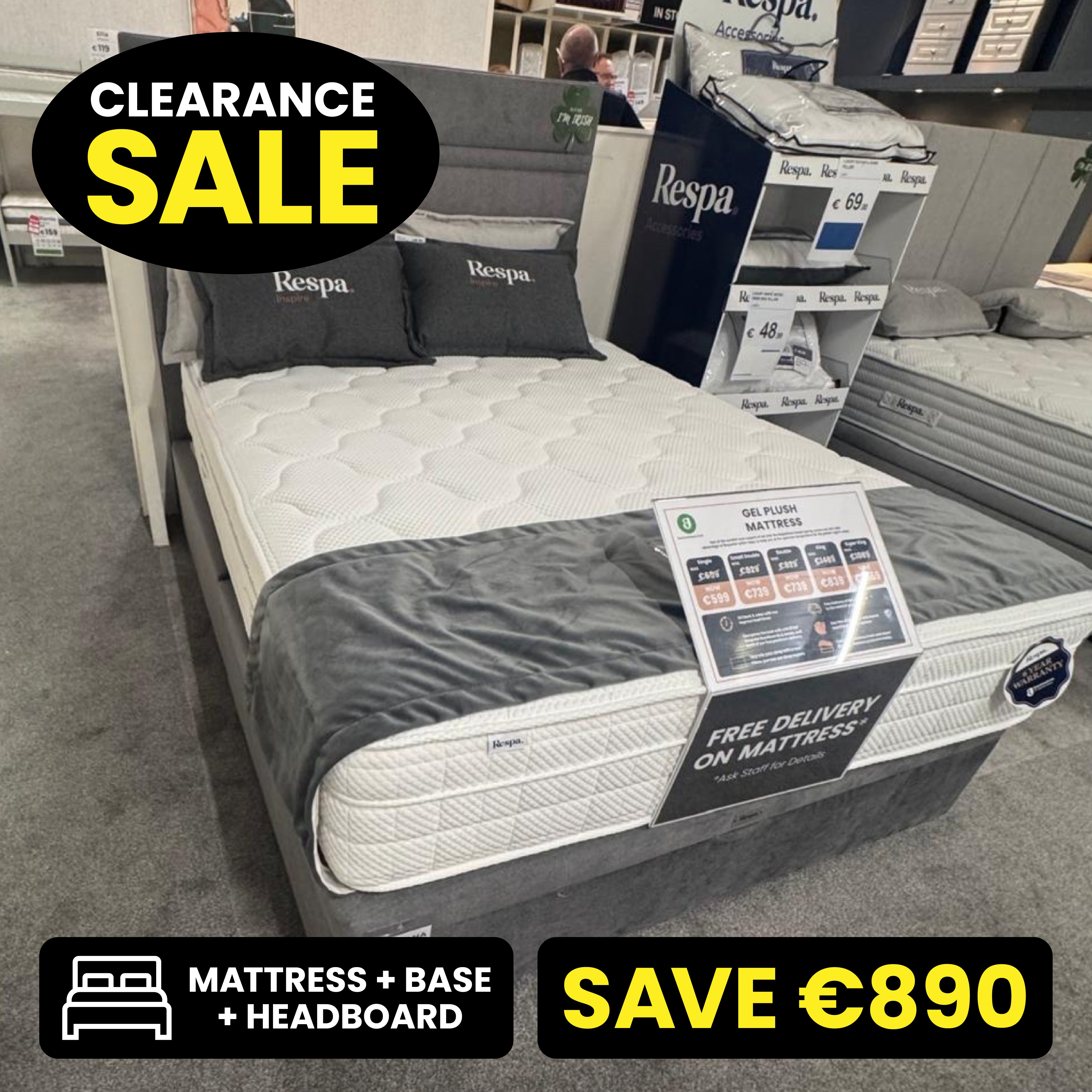 Gel Plush 5ft King Half Ottoman Bed Set