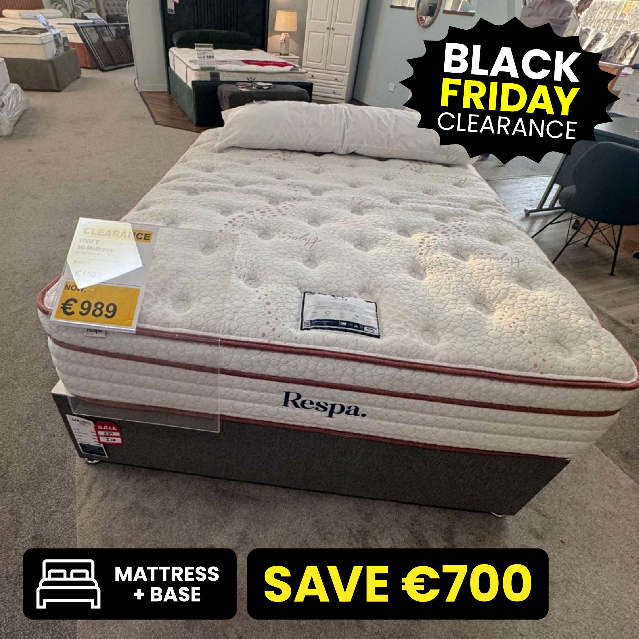 Vivify 5ft King Size Base & Mattress Set