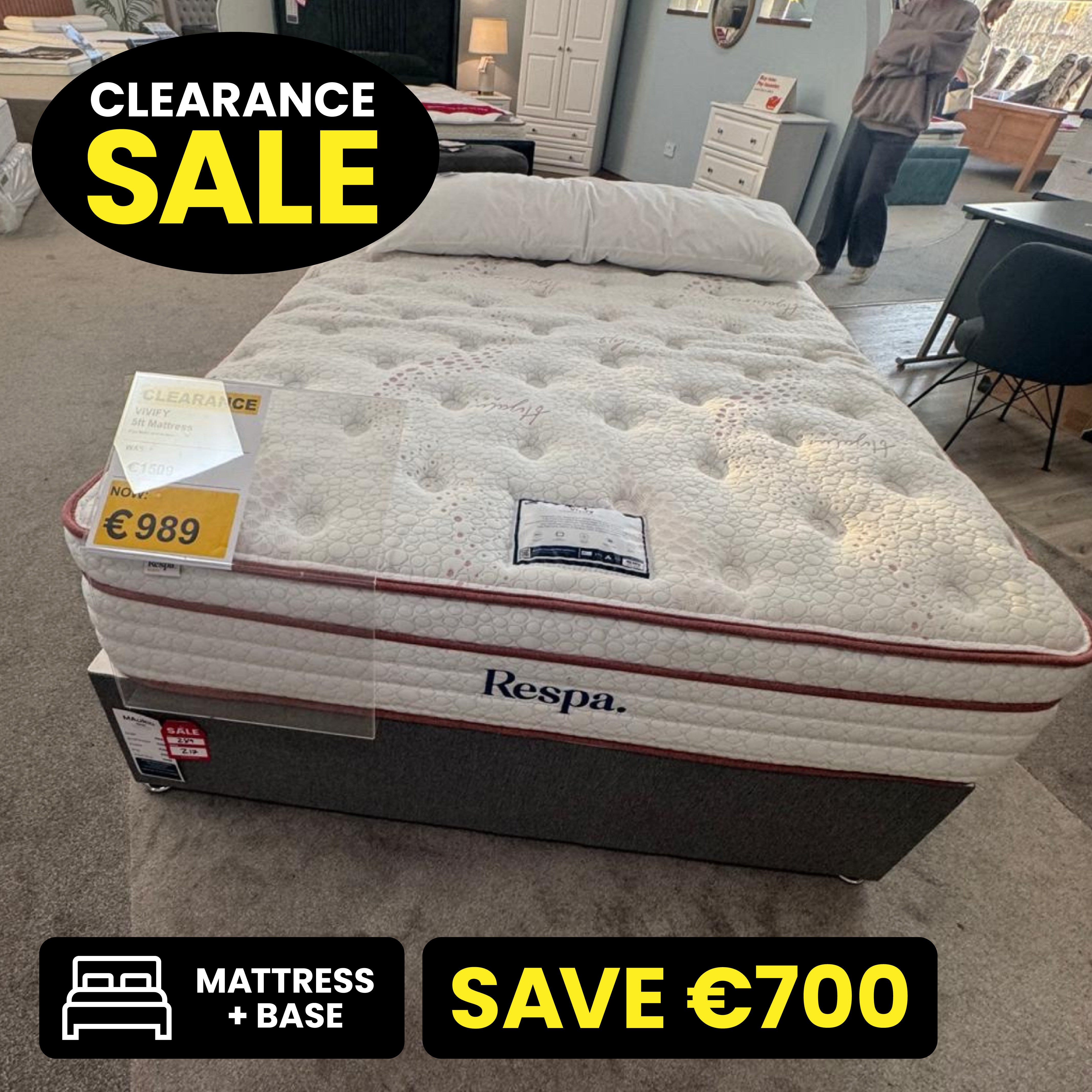 Vivify 5ft King Size Base & Mattress Set