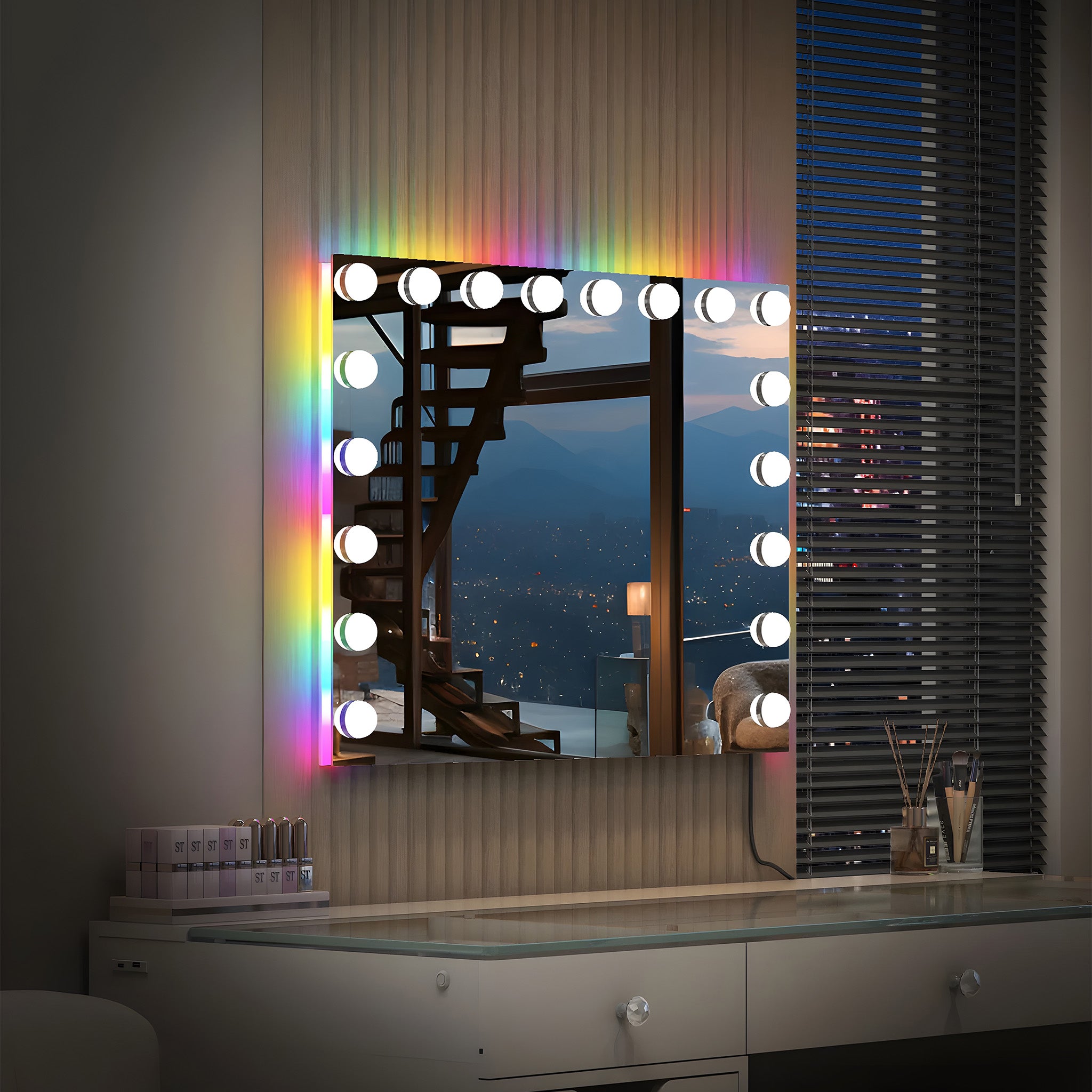 Hollywood 18 Bulbs Light Mirror with RGB Light