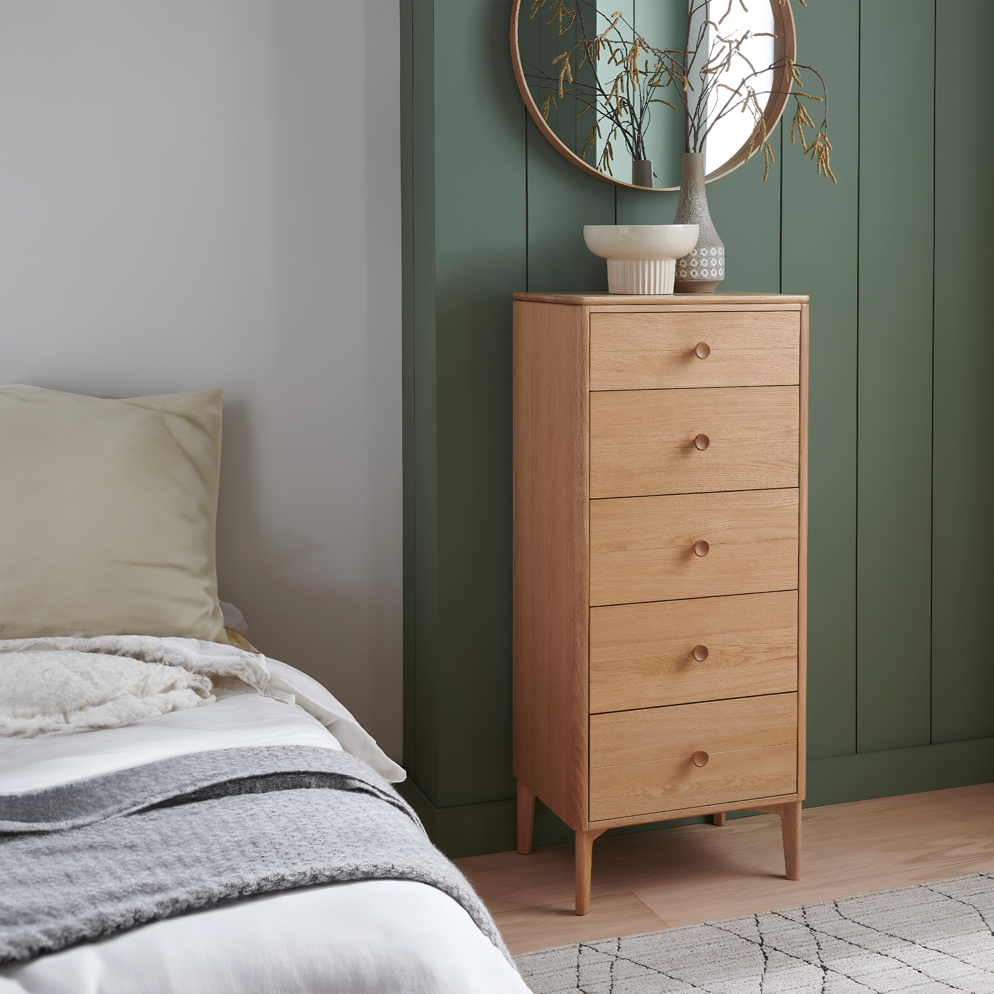 Barnet Tall 5 Drawer Chest of Drawers Natural