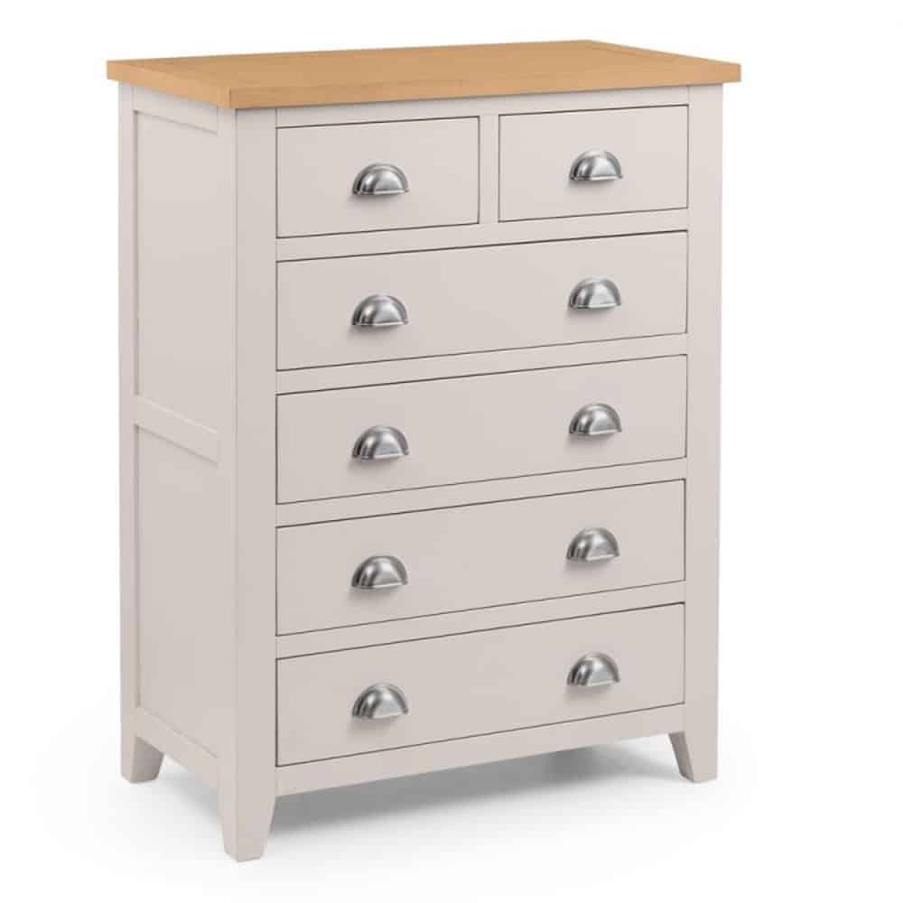 Aimee large grey and white chest of drawers made from wood