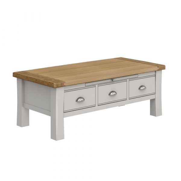 Solid oak coffee table with a grey finish