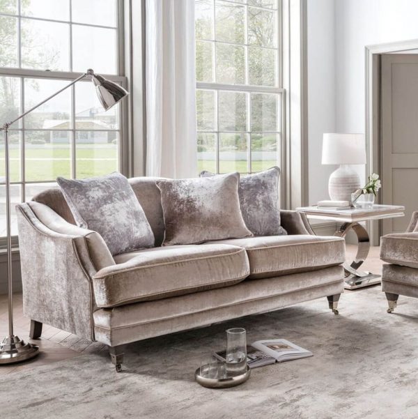 4 seater belvedere champagne sofa in the middle of a living room