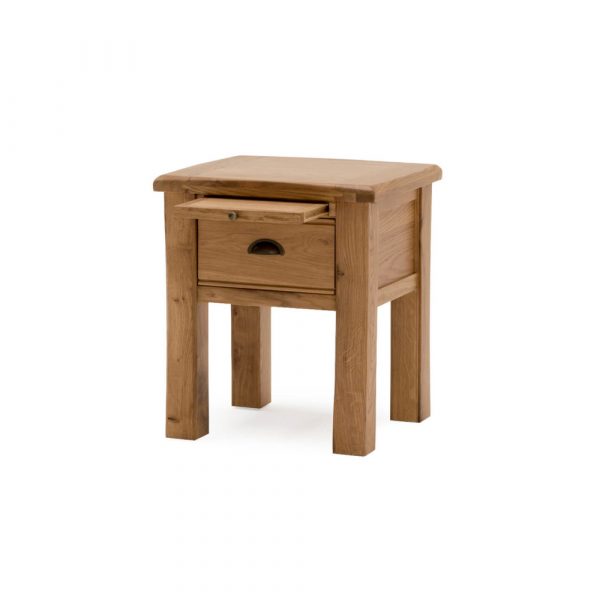 Solid oak breeze lamp table on a white background