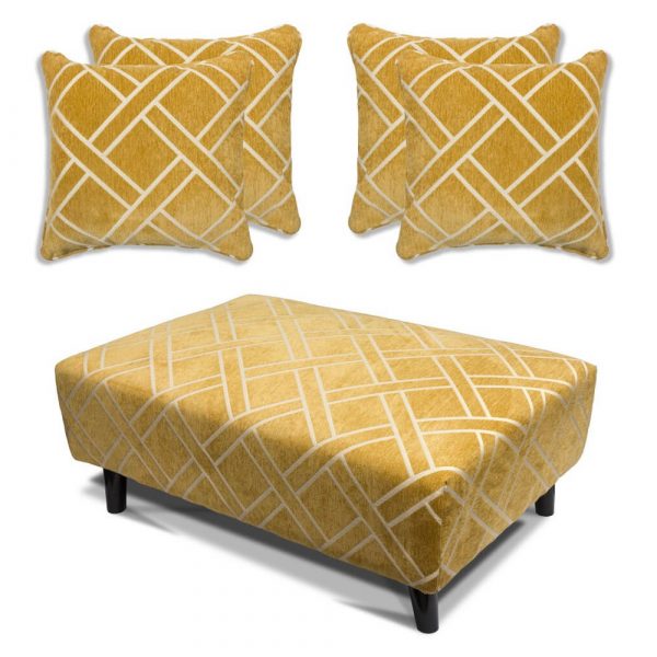 Cuban ochre cushion and footstool matching set