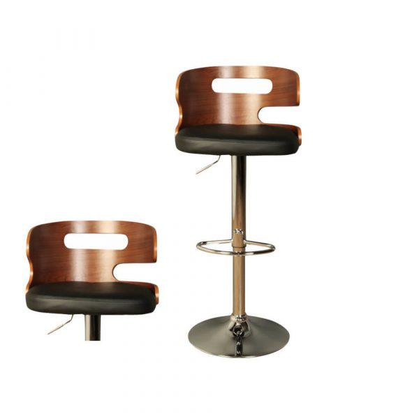 Erin bar stool with a leather cushion on a white background