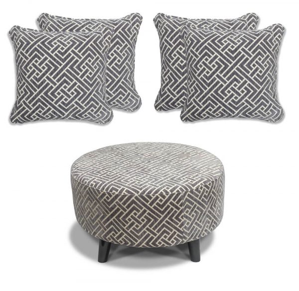 Flair grey footstool and pillow set from our furniture range