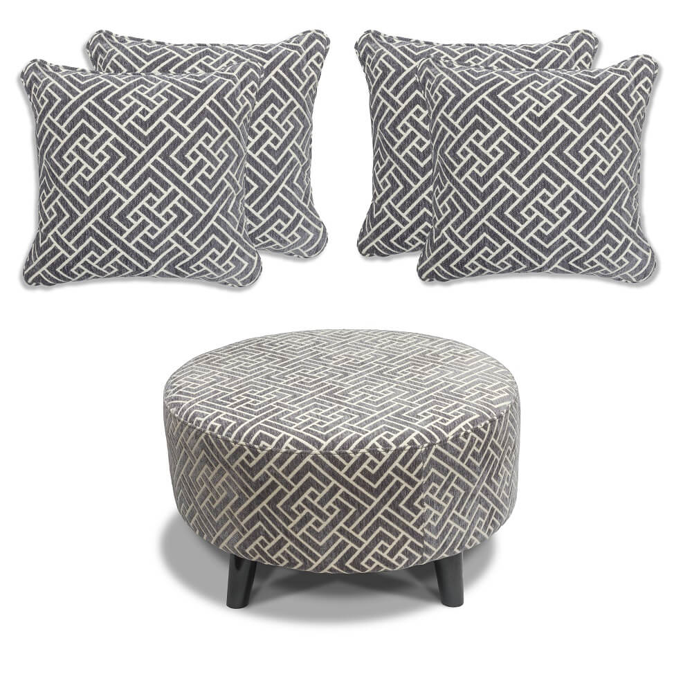 Flair grey footstool and pillow set from our furniture range