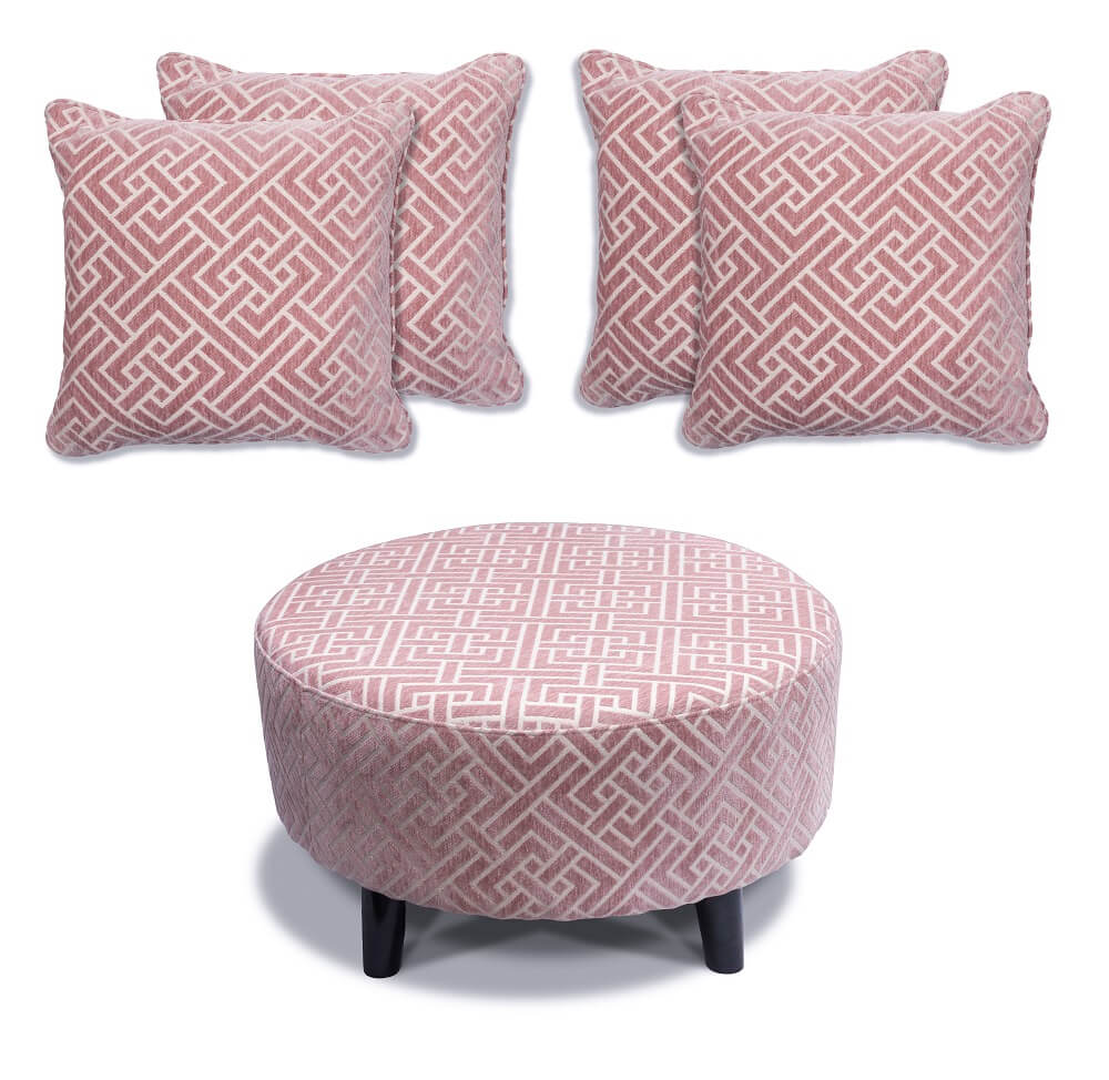 Flair cushion and footstool pink set