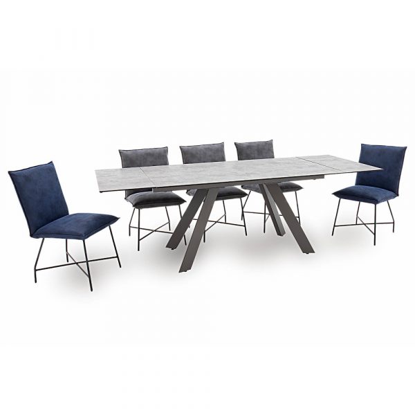 Flavia extending dining set with fabric chairs