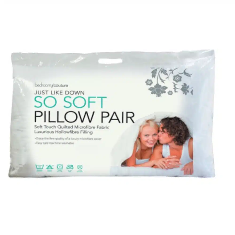 So soft pillow pair on a white background
