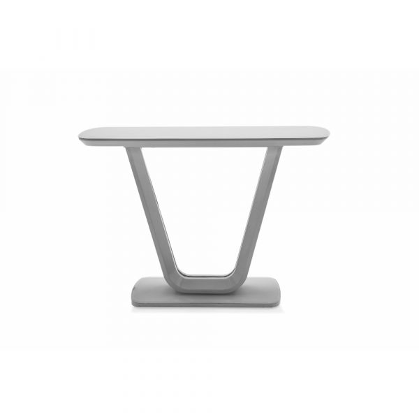 Lazzaro light grey console table on a white background