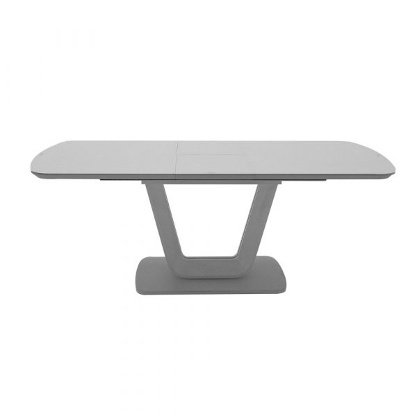 Lazzaro light grey extending dining table on a white background