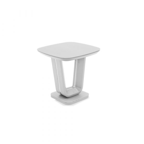 Lazzaro white gloss lamp table on a white background