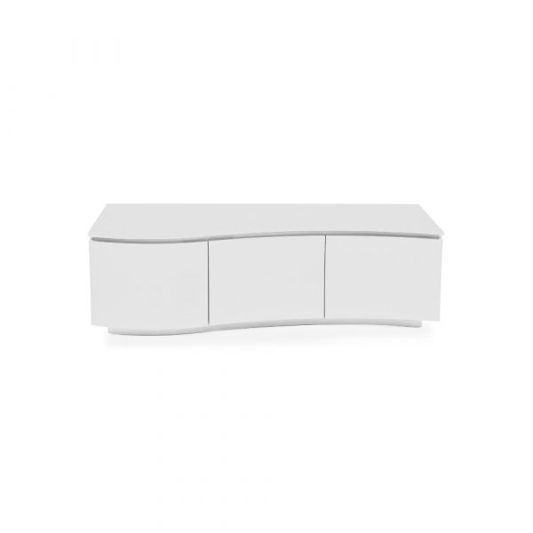 Lazzaro white gloss tv cabinet on a white background