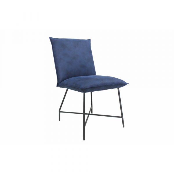 Lukas indigo blue fabric dining chair on a white background
