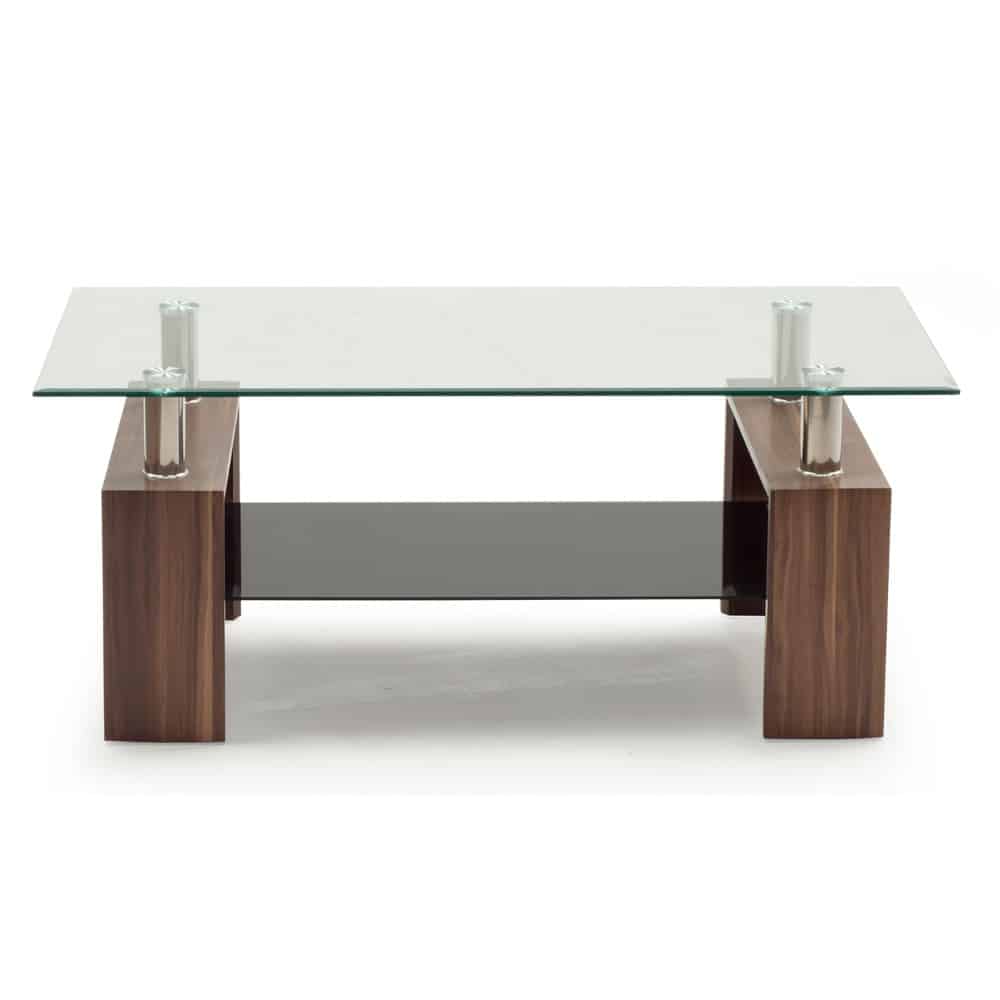 Maya glass top affordable coffee table for sale on a white background