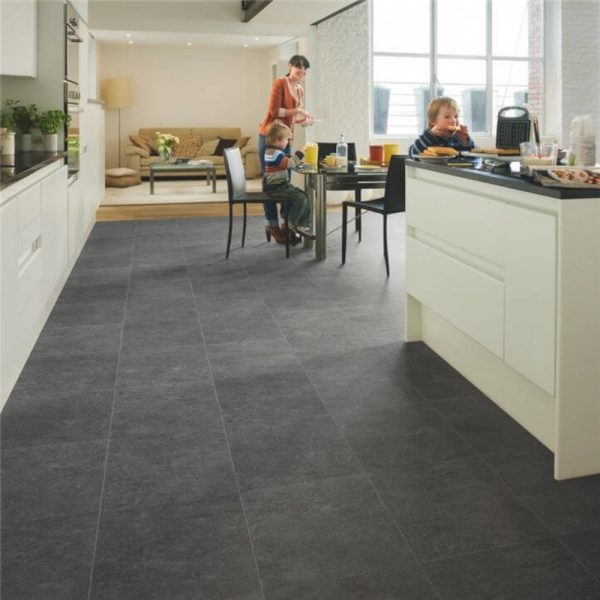 Quickstep dark slate wood flooring in a kitchen