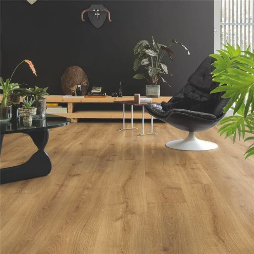 Quickstep wooden flooring with living room furniture on top
