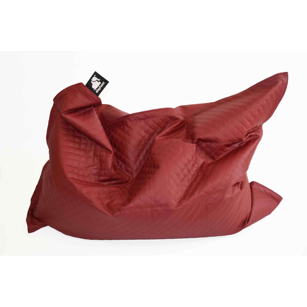 Red quilted bean bag for adults on a white background