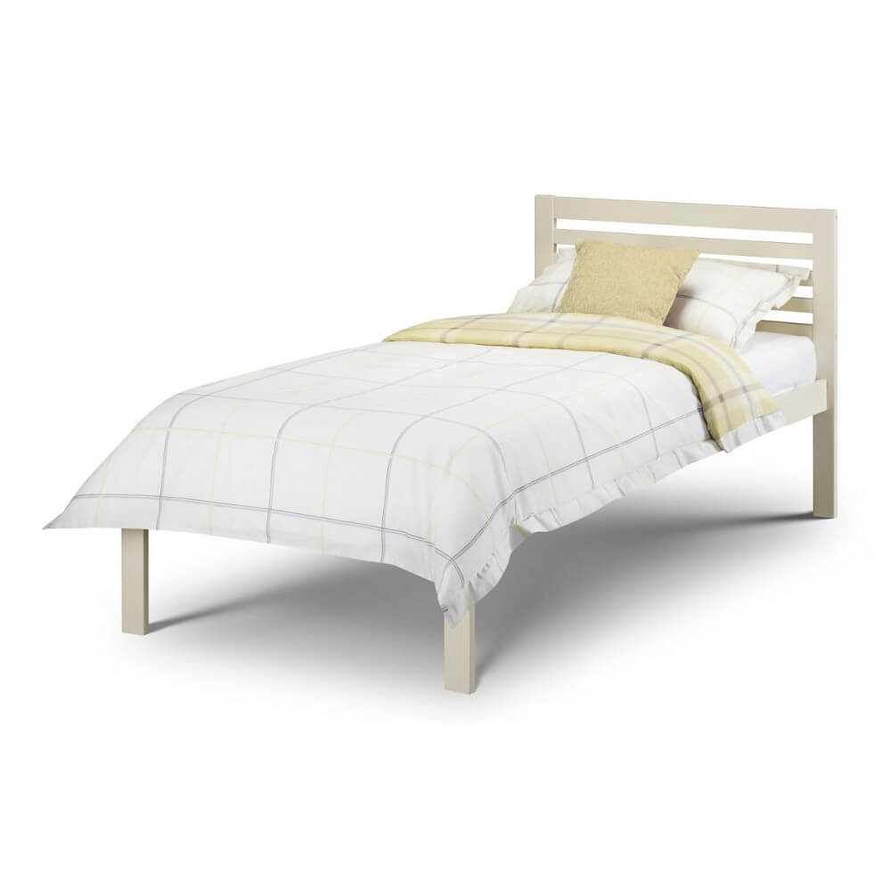 Slocum white wooden bedframe on a white background