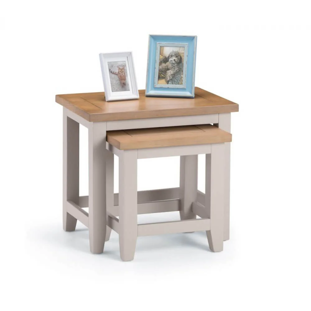 Aimee nest of tables on a grey oak finish