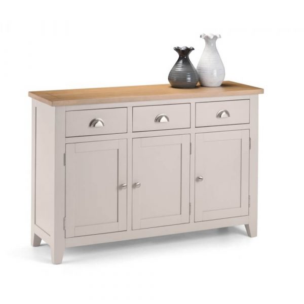 Aimee grey side board unit with ornaments on top