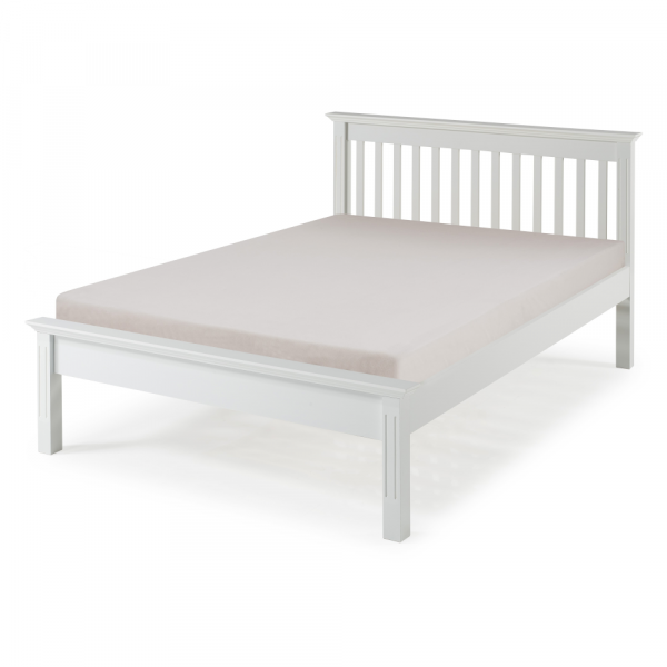 bronte grey wooden bed frame on a white background Des Kelly