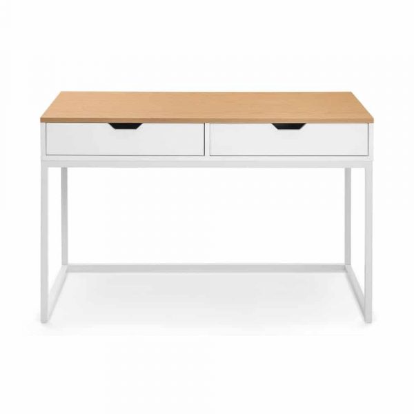 California wooden desk with 2 drawers on a white background